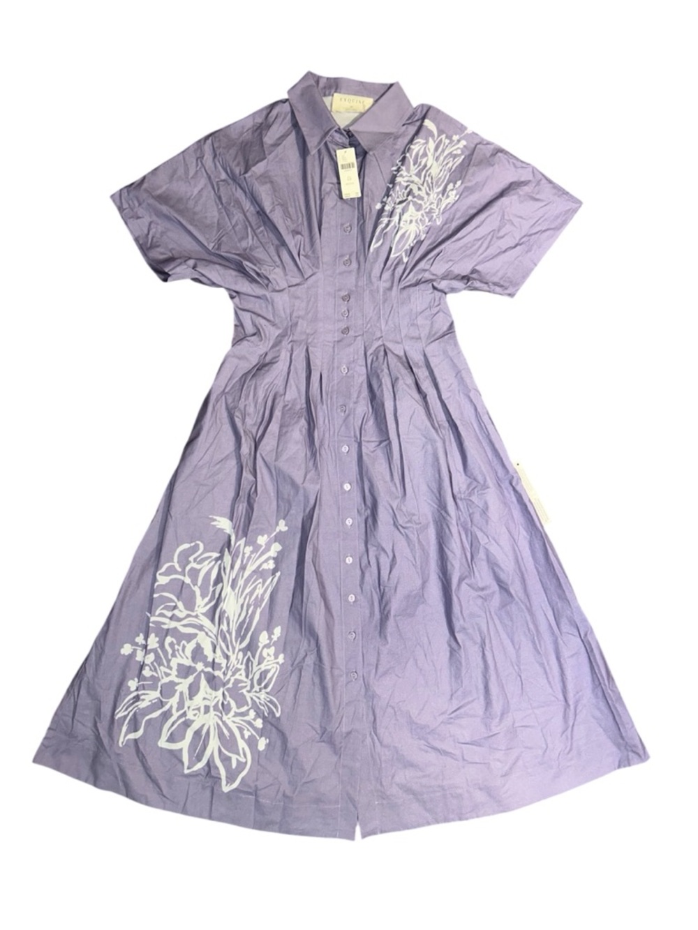 NWT Anthropology Exquise Tobie Shirt Dress Lavender Purple Floral Embellished - Picture 2 of 10